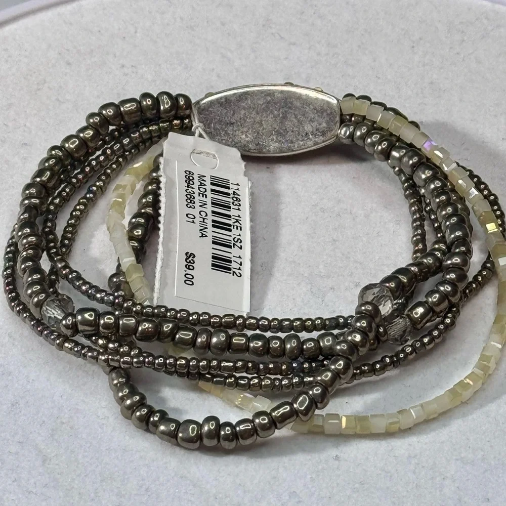 J Jill Hematite Marquisite Beaded Stretch Statement Bracelet - Picture 8 of 9